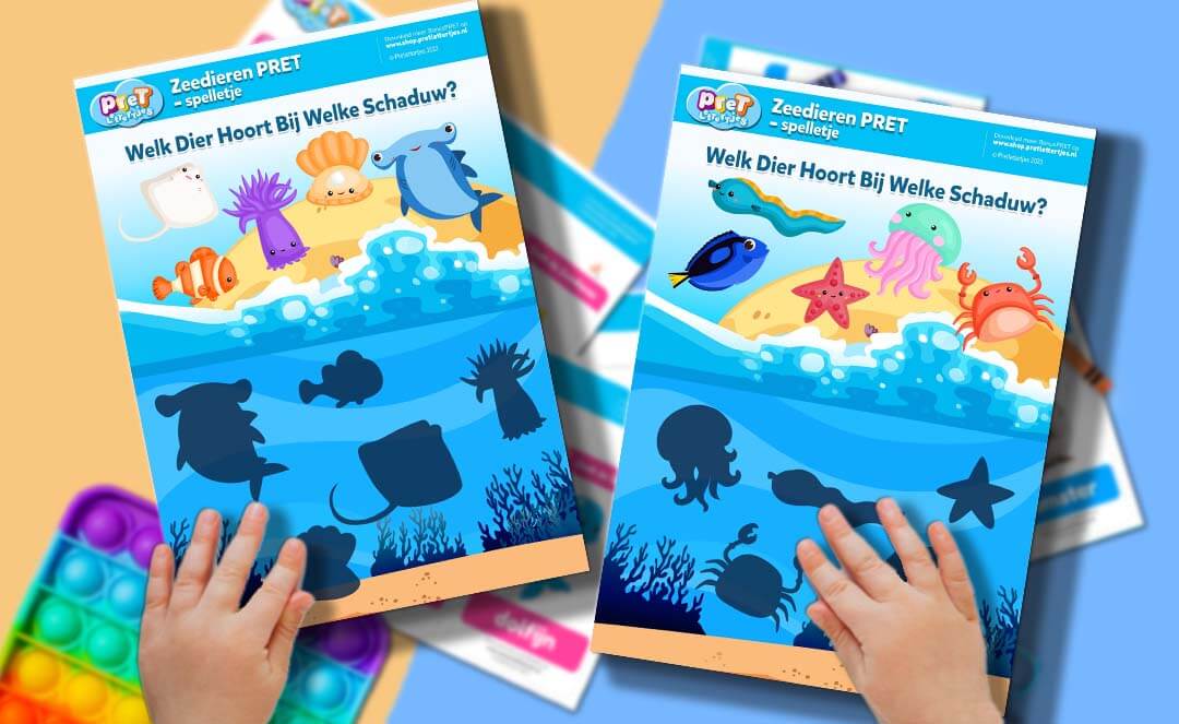Bonuspret XL Set Zeedieren - Pretlettertjes Woordkaarten en Spelletjes - printable-Pretlettertjes Shop
