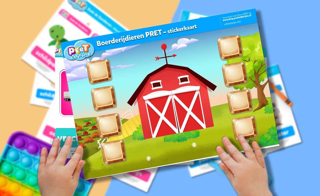Bonuspret - Pretlettertjes Boerderijdieren Stickerkaart deel 1 - Printable-Pretlettertjes Shop