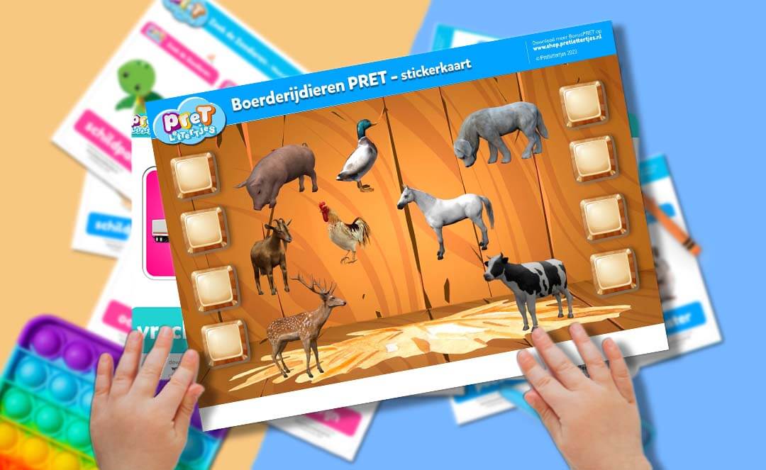 Bonuspret - Pretlettertjes Boerderijdieren Stickerkaart deel 1 - Printable-Pretlettertjes Shop