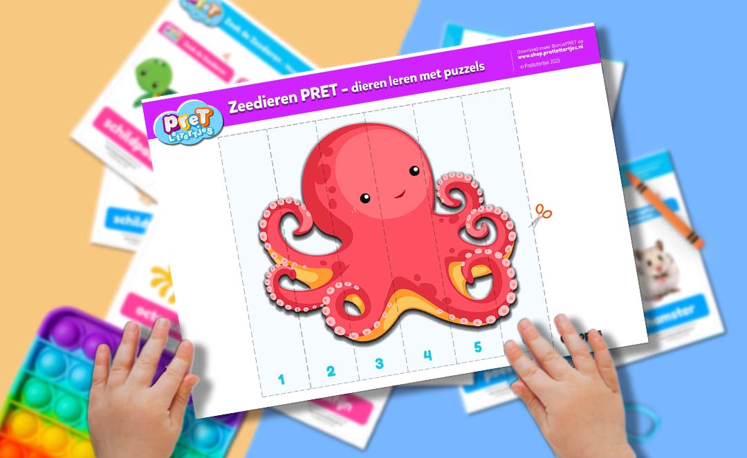 Bonuspret Puzzels - Pretlettertjes Zeedieren - Printable-Pretlettertjes Shop