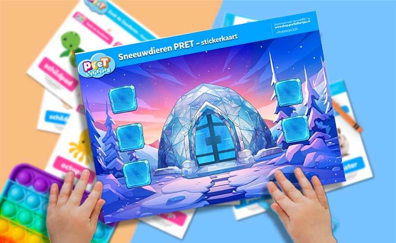 Bonuspret - Pretlettertjes Sneeuwdieren Stickerkaart deel 1 - Printable-Pretlettertjes Shop