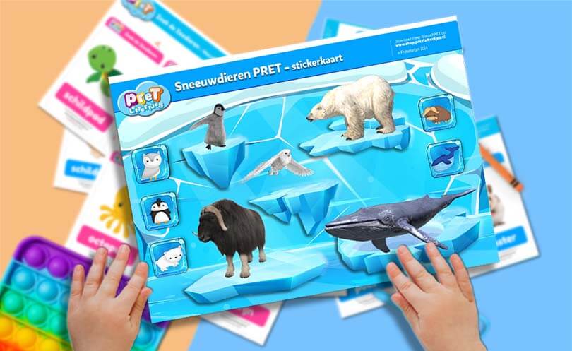 Bonuspret - Pretlettertjes Sneeuwdieren Stickerkaart deel 1 - Printable-Pretlettertjes Shop