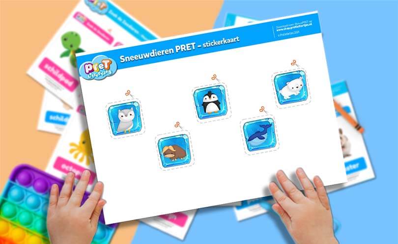 Bonuspret - Pretlettertjes Sneeuwdieren Stickerkaart deel 1 - Printable-Pretlettertjes Shop