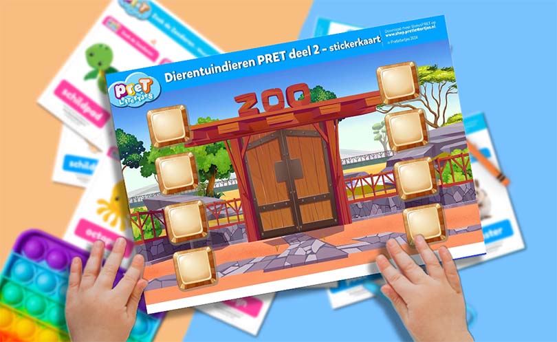 Bonuspret - Pretlettertjes Dierentuin Stickerkaart deel 2 - Printable-Pretlettertjes Shop
