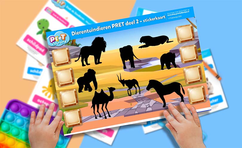 Bonuspret - Pretlettertjes Dierentuin Stickerkaart deel 2 - Printable-Pretlettertjes Shop