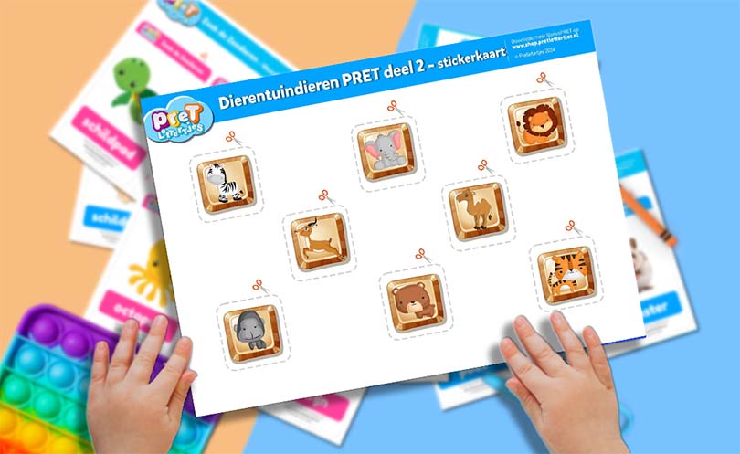 Bonuspret - Pretlettertjes Dierentuin Stickerkaart deel 2 - Printable-Pretlettertjes Shop