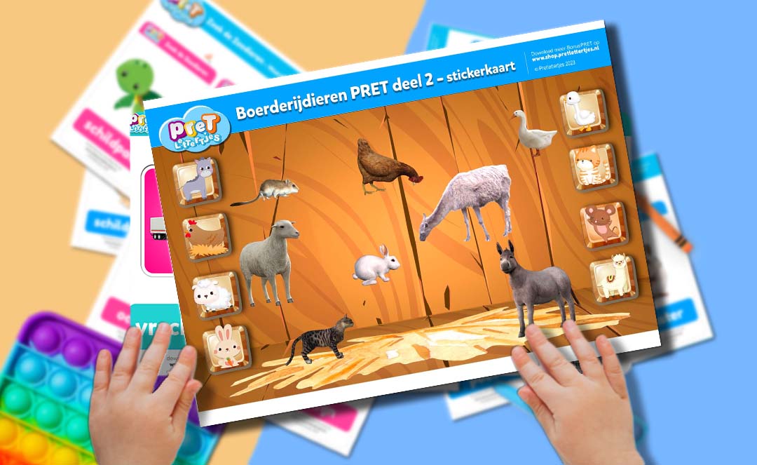 Bonuspret - Pretlettertjes Boerderijdieren Stickerkaart deel 2 - Printable-Pretlettertjes Shop