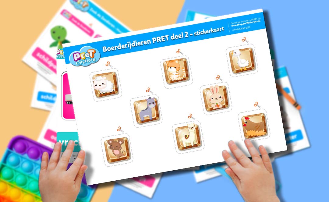 Bonuspret - Pretlettertjes Boerderijdieren Stickerkaart deel 2 - Printable-Pretlettertjes Shop