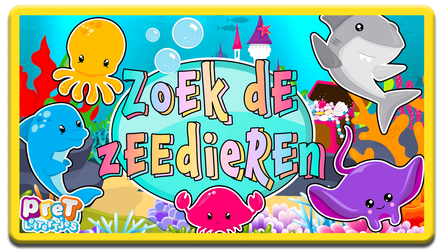 Bonuspret Woordkaarten - Pretlettertjes Zoek de Zeedieren - Printable-Pretlettertjes Shop