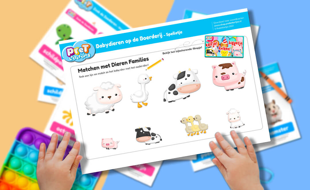 Bonuspret Spelletje - Pretlettertjes Babydieren - Printable-Pretlettertjes Shop