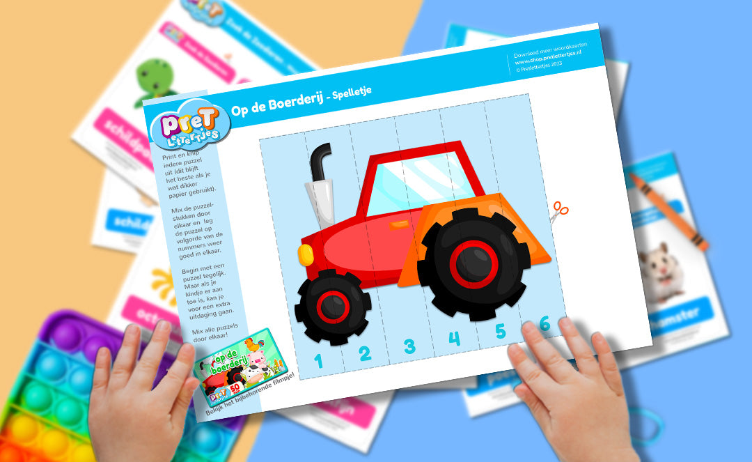Bonuspret Spelletje - Pretlettertjes Boerderijdieren Puzzels - Printable-Pretlettertjes Shop
