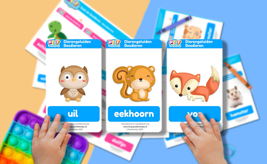 Bonuspret Woordkaarten - Pretlettertjes Bosdieren - Printable-Pretlettertjes Shop