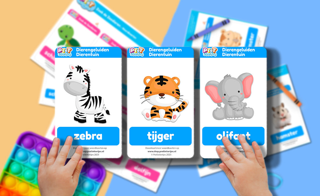 Bonuspret Woordkaarten - Pretlettertjes Dierentuindieren 1 - Printable-Pretlettertjes Shop