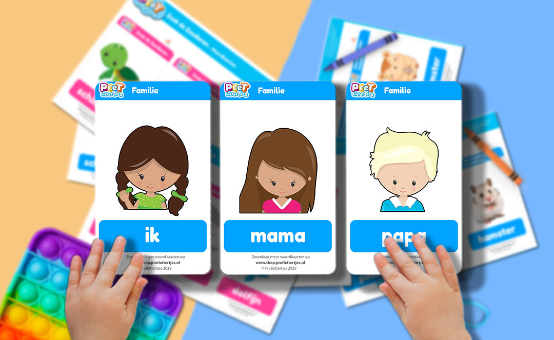 Bonuspret Woordkaarten - Pretlettertjes Familie - Printable-Pretlettertjes Shop