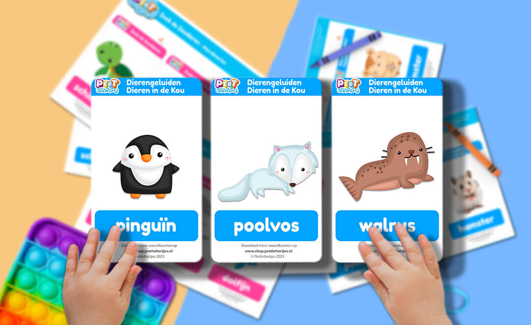 Bonuspret Woordkaarten - Pretlettertjes Pooldieren - Printable-Pretlettertjes Shop