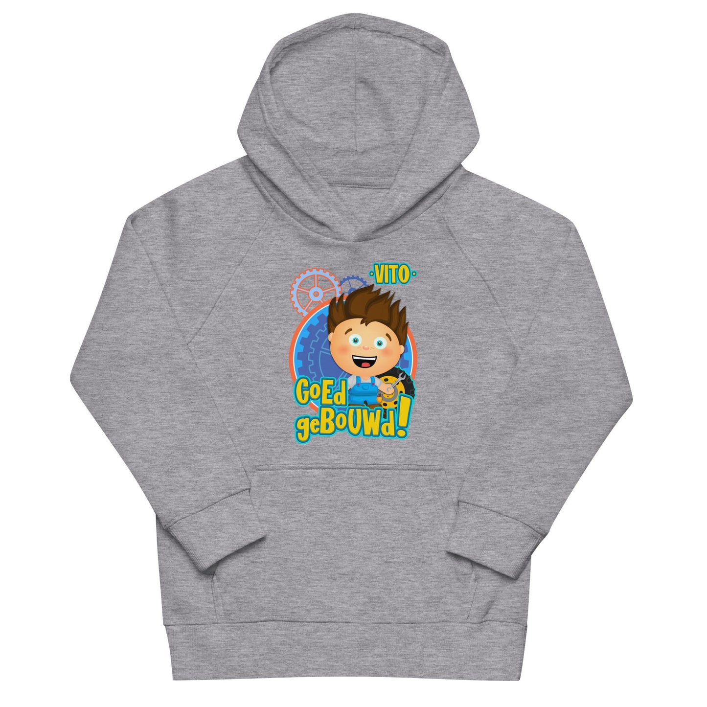 Eco hoodie voor kleuters - Vito's Voertuigen - Kleur Grijs-Pretlettertjes Shop