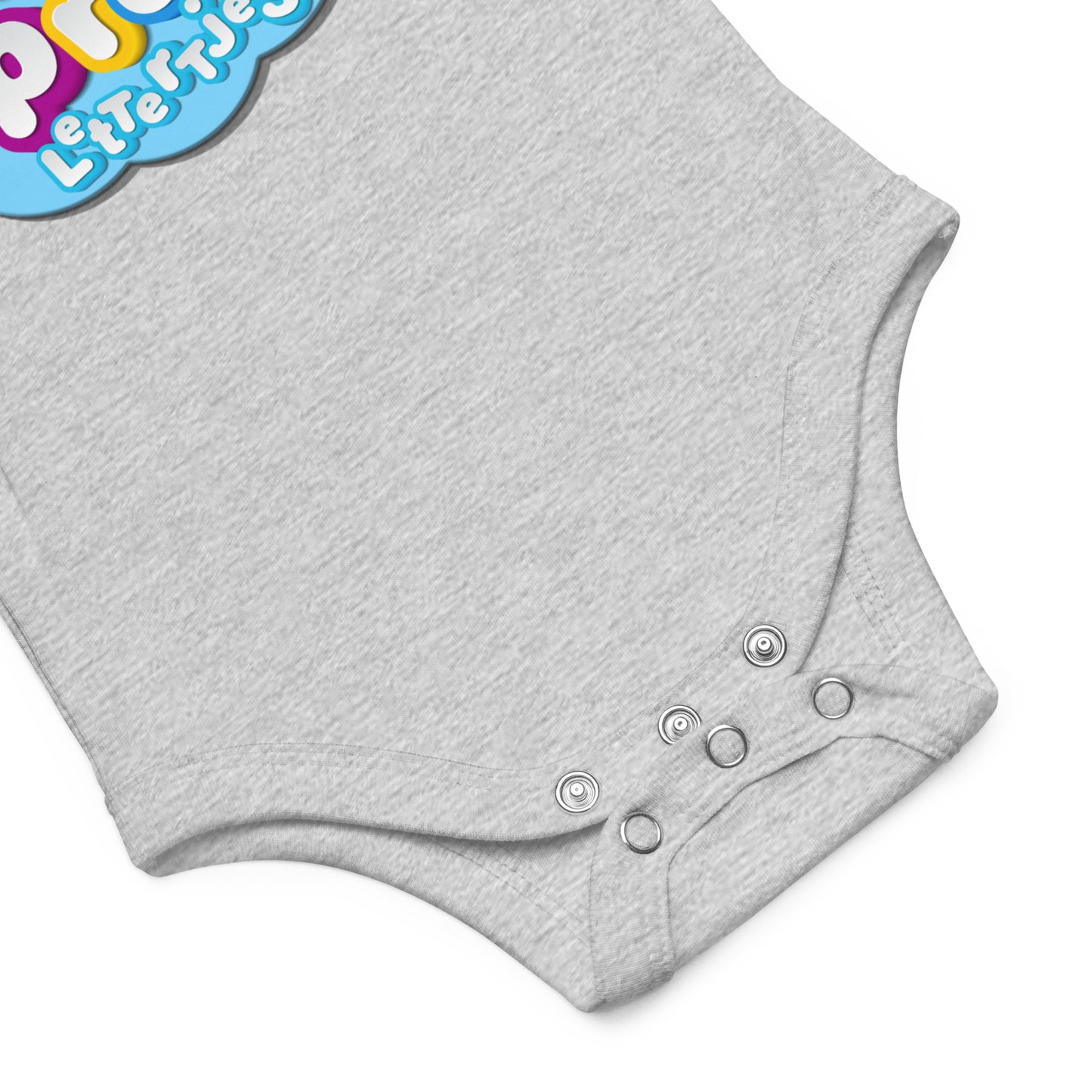 Baby romper met korte mouw - dierenpret - kleur grijs-Pretlettertjes Shop