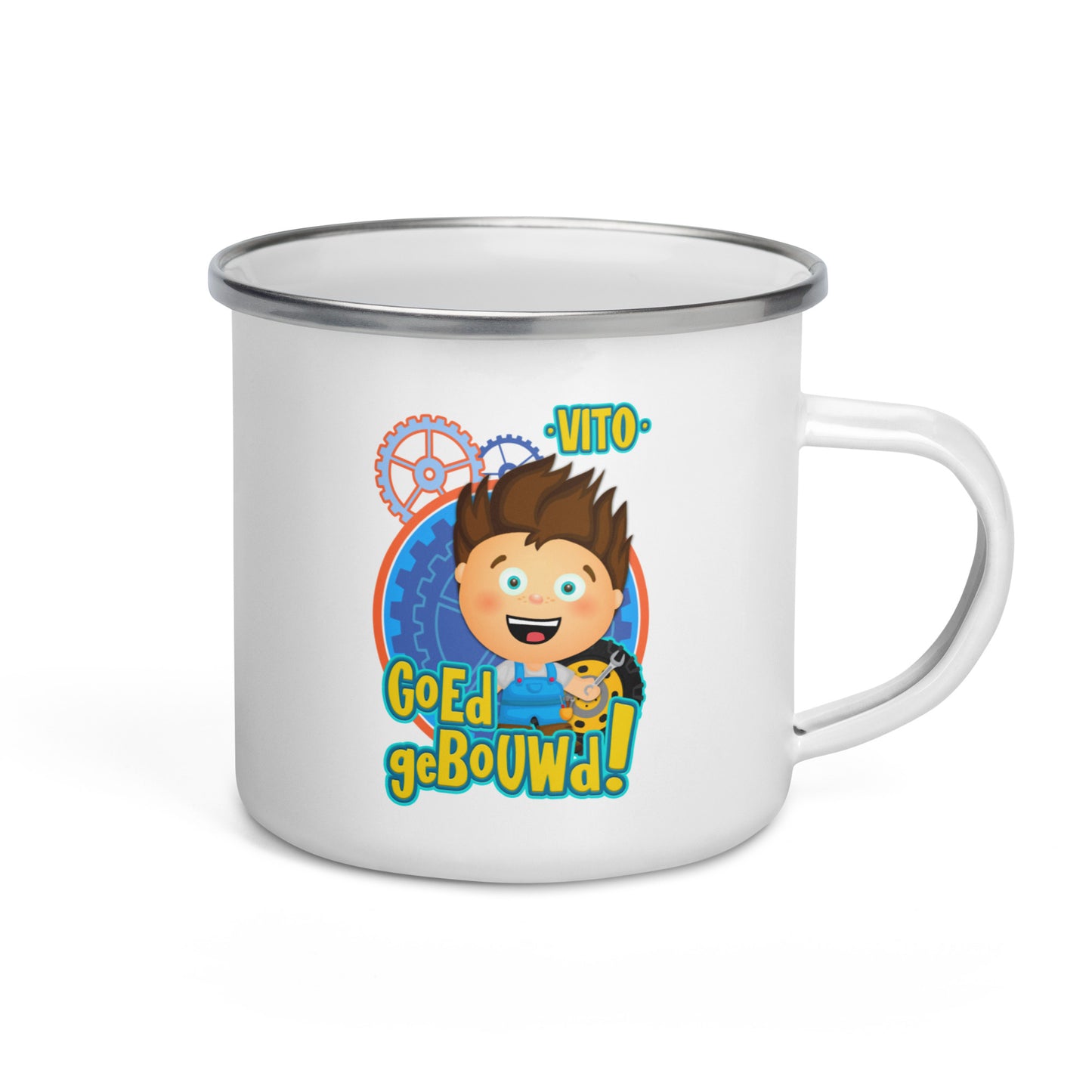 Emaille mok voor de Allerkleinsten - Vito's Voertuigen-Pretlettertjes Shop