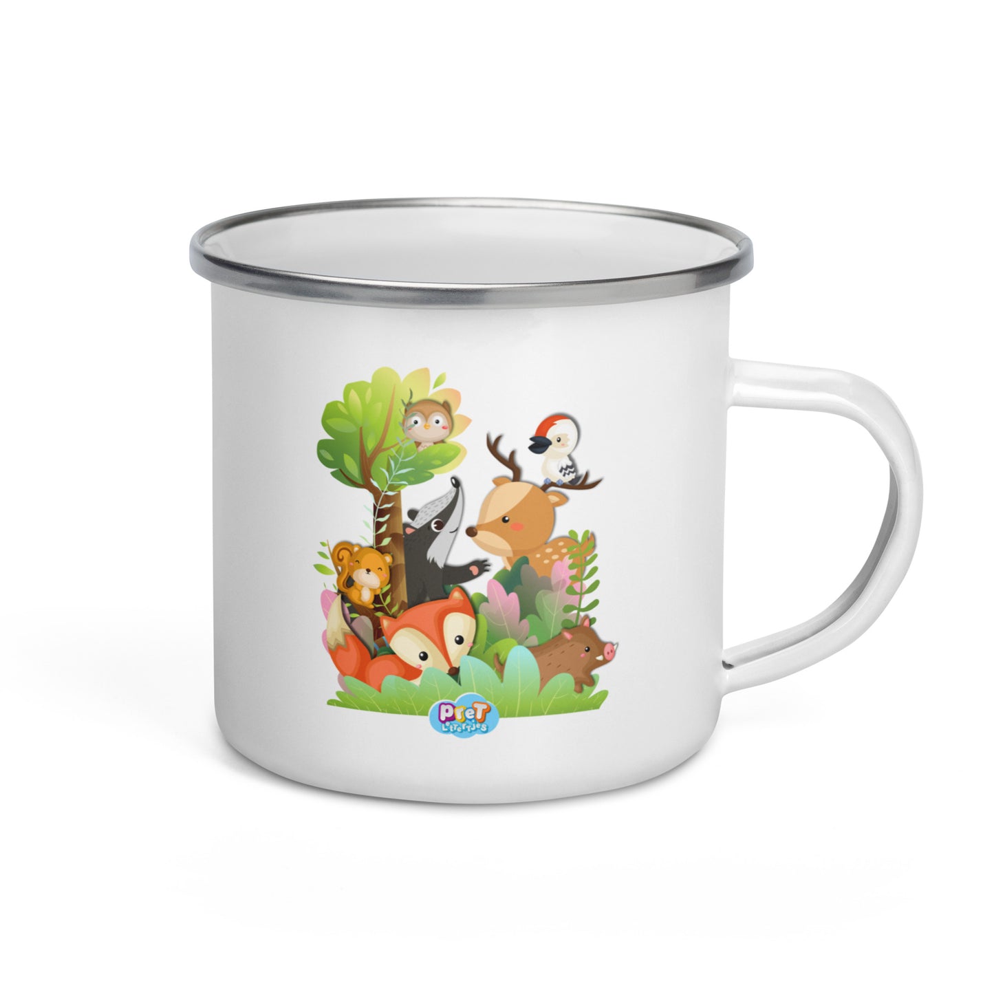 Emaille mok voor de Allerkleinsten - Pretlettertjes Bosdieren-Pretlettertjes Shop
