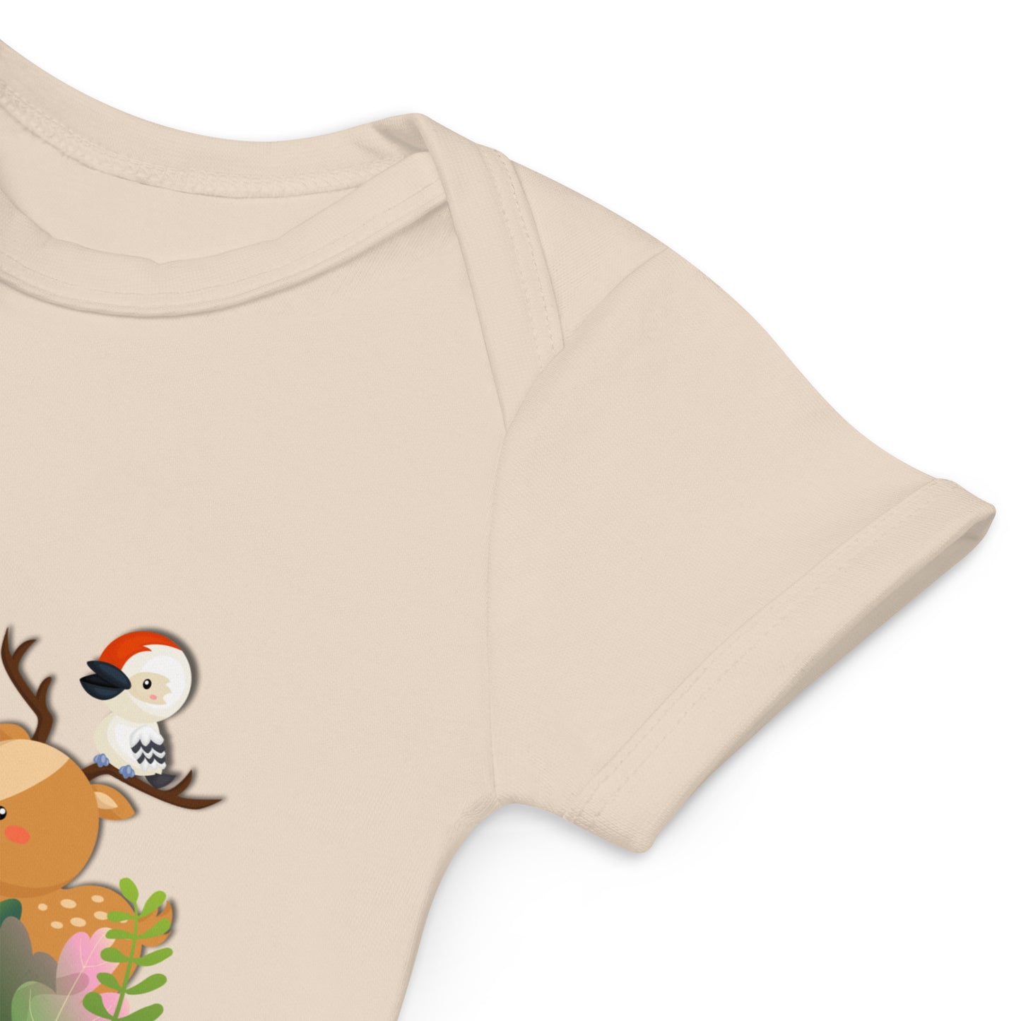 Baby Romper van Bio katoen - Bosdieren - Kleur Organic Naturel-Pretlettertjes Shop