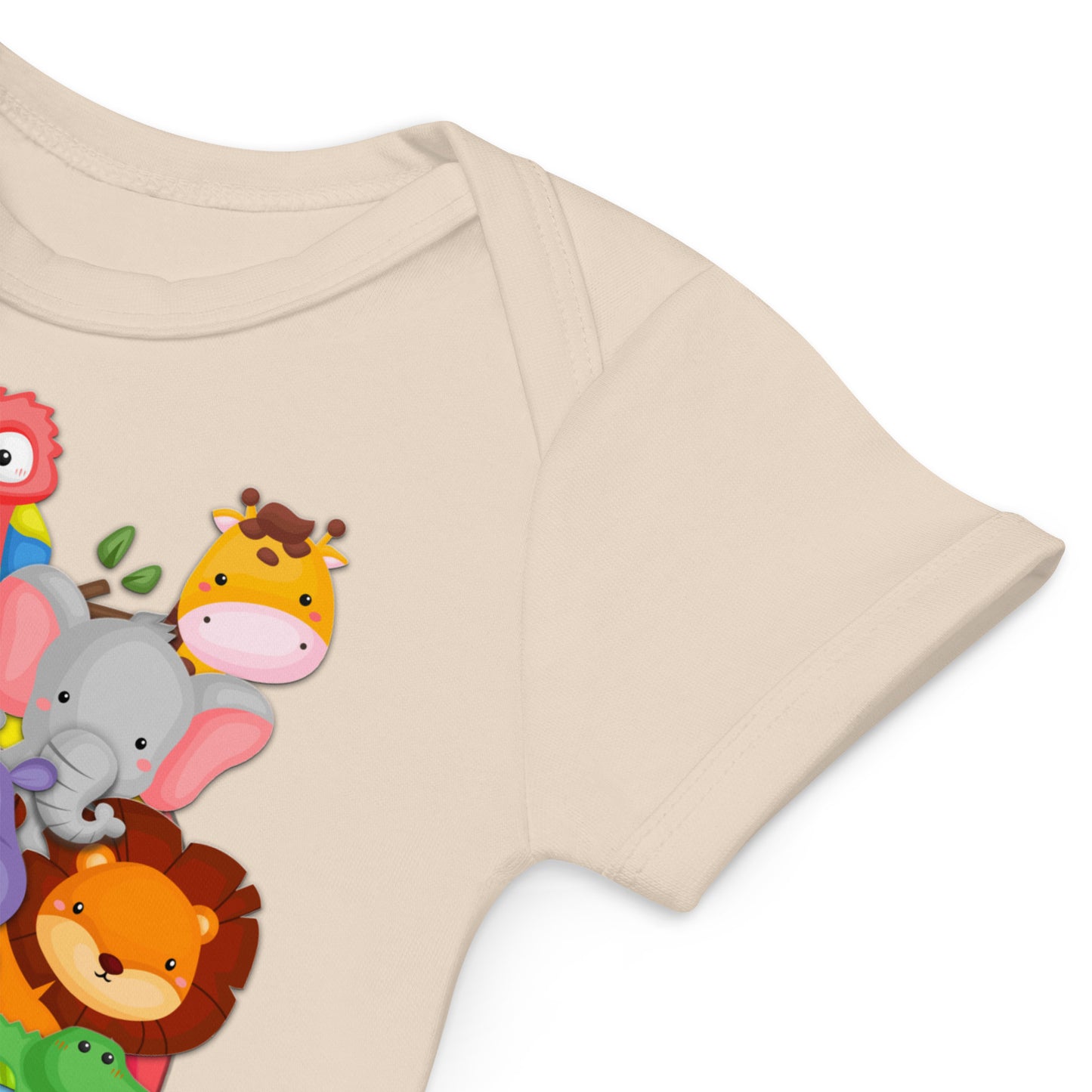 Baby romper van biologisch katoen - DierenPRET - kleur organic naturel-Pretlettertjes Shop
