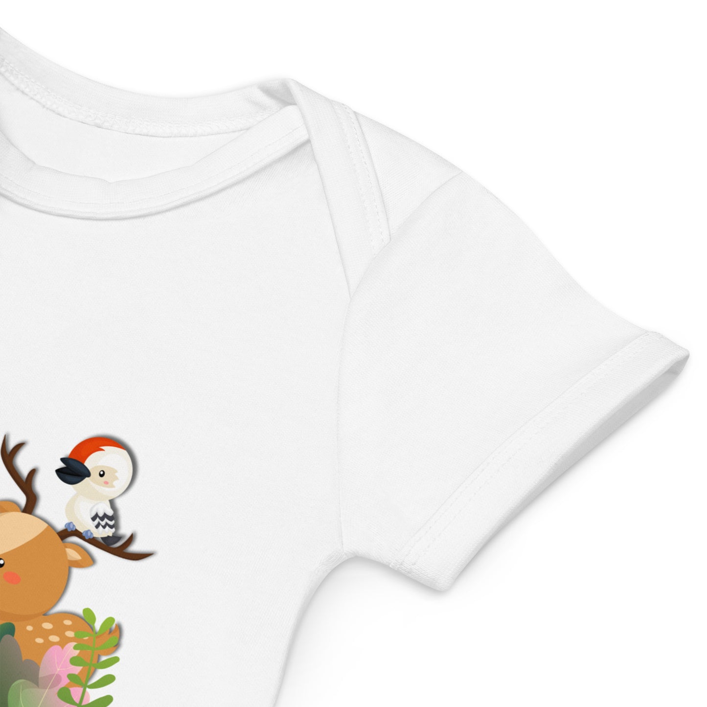 Baby romper van biologisch katoen - bosdieren - wit-Pretlettertjes Shop