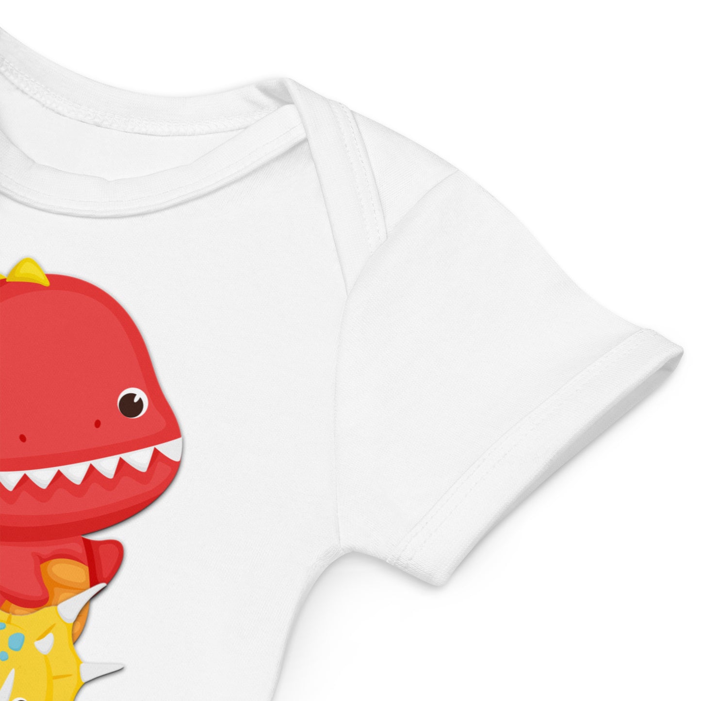 Baby romper van biologisch katoen - dino - wit-Pretlettertjes Shop
