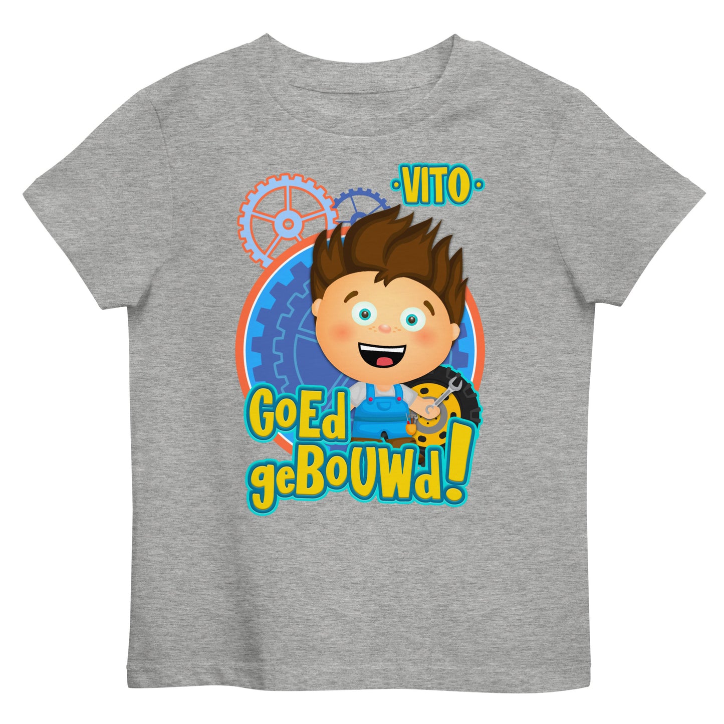 Biologisch katoenen T-shirt voor peuters - vito's voertuigen - grijs-Pretlettertjes Shop