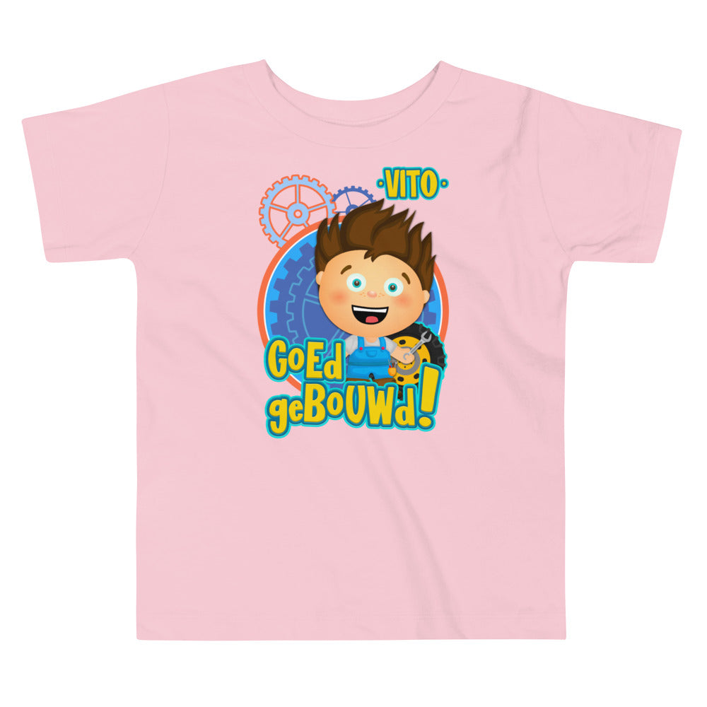 T-shirt met korte mouwen voor Peuters - Vito's Voertuigen - Kleur Roze-Pretlettertjes Shop