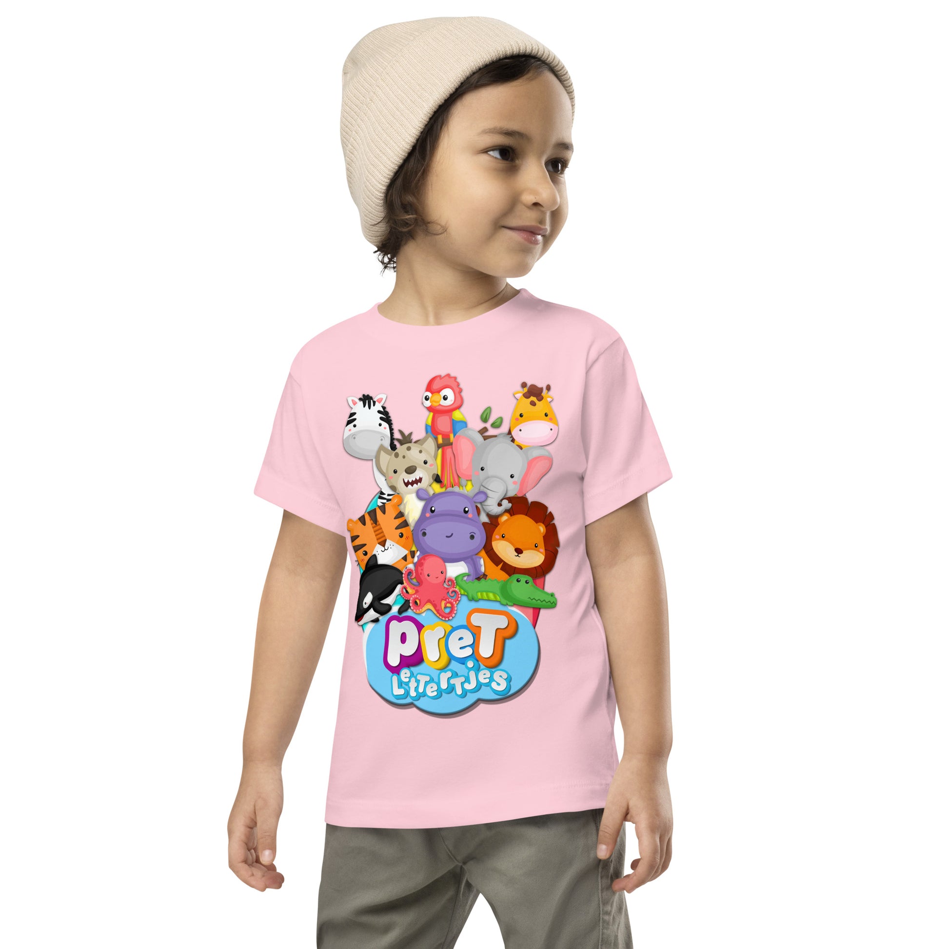 T-shirt met korte mouwen voor Kleuters - Pretlettertjes DierenPRET - kleur Roze-Pretlettertjes Shop