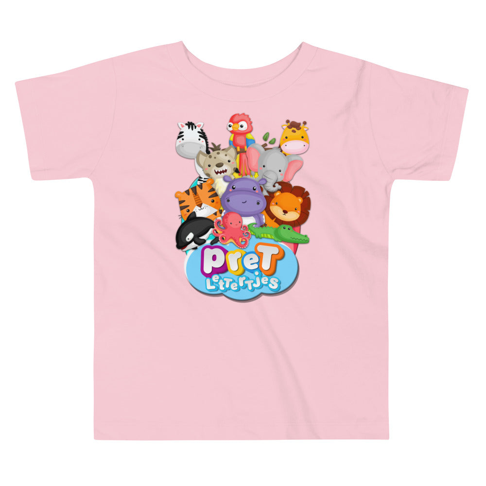 T-shirt met korte mouwen voor Kleuters - Pretlettertjes DierenPRET - kleur Roze-Pretlettertjes Shop