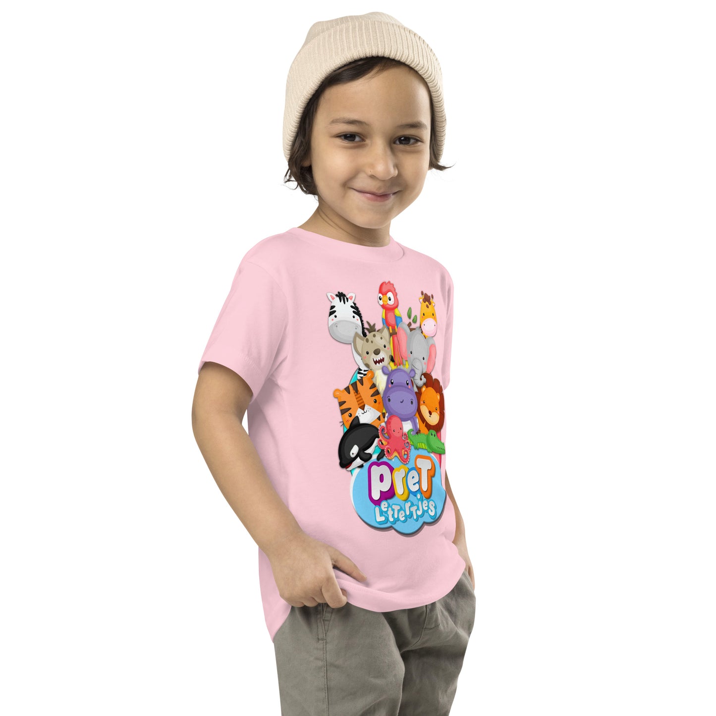 T-shirt met korte mouwen voor Kleuters - Pretlettertjes DierenPRET - kleur Roze-Pretlettertjes Shop