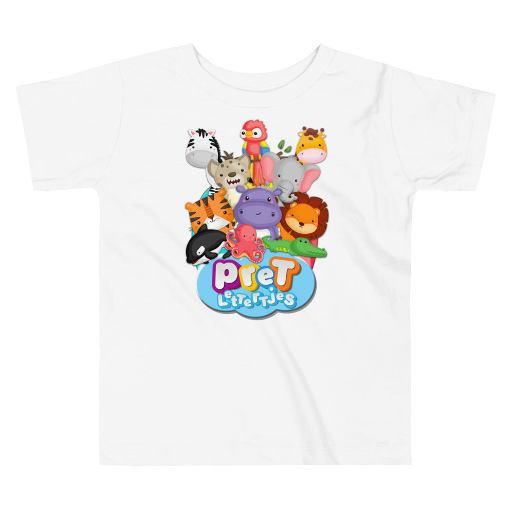 T-shirt met korte mouwen voor kleuters - Pretlettertjes DierenPRET - kleur wit-Pretlettertjes Shop