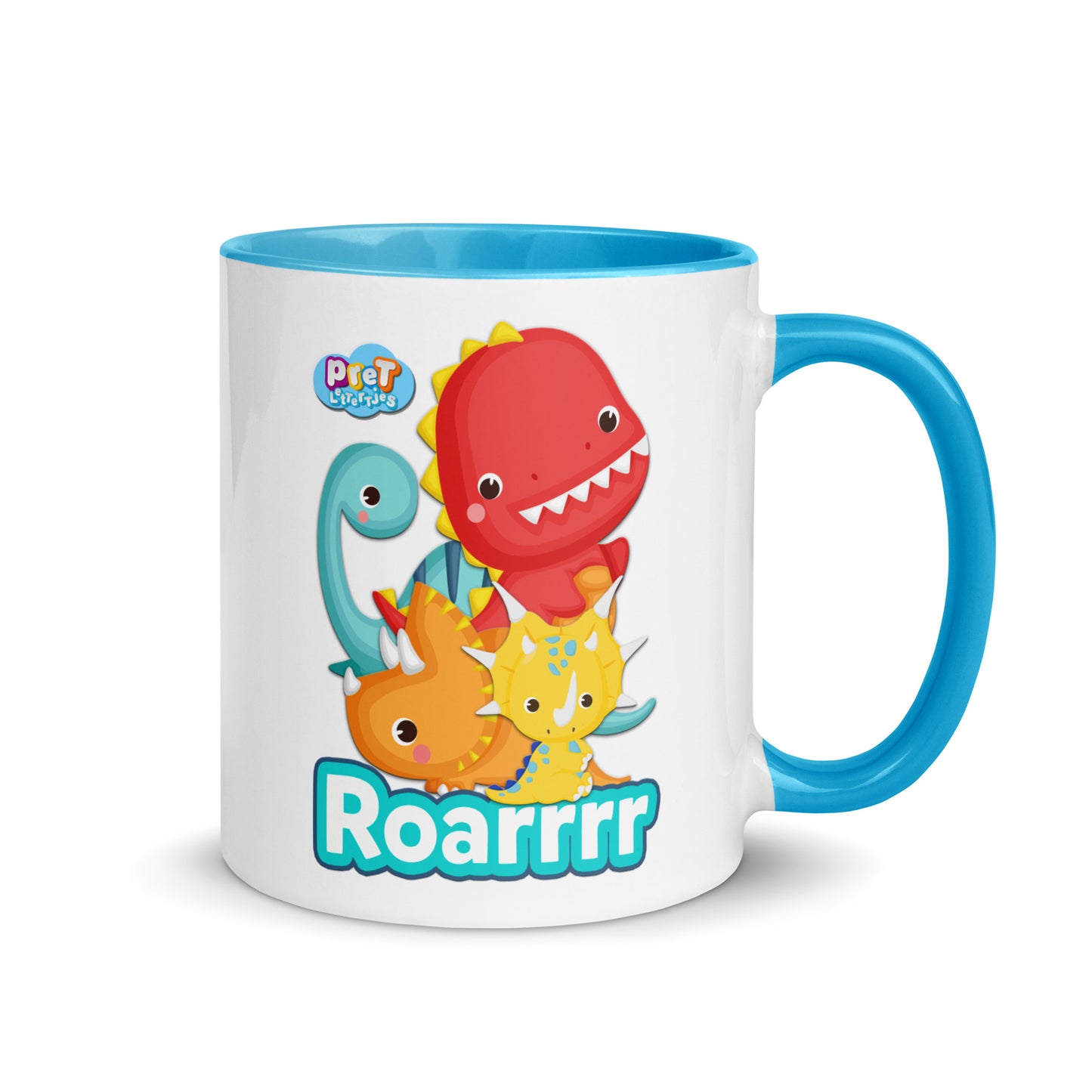 Mok met gekleurde binnenkant - Pretlettertjes Dino's - Kies je Kleur-Pretlettertjes Shop