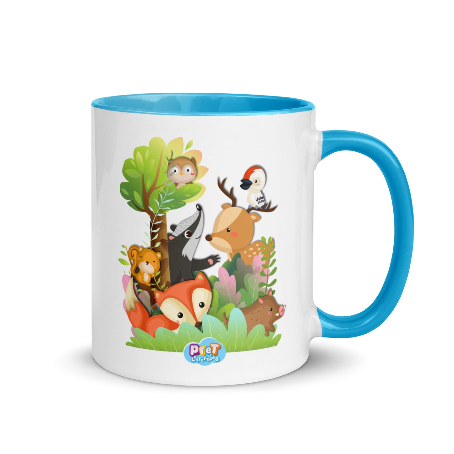 Mok met gekleurde binnenkant - Pretlettertjes Bosdieren - Kies je Kleur-Pretlettertjes Shop