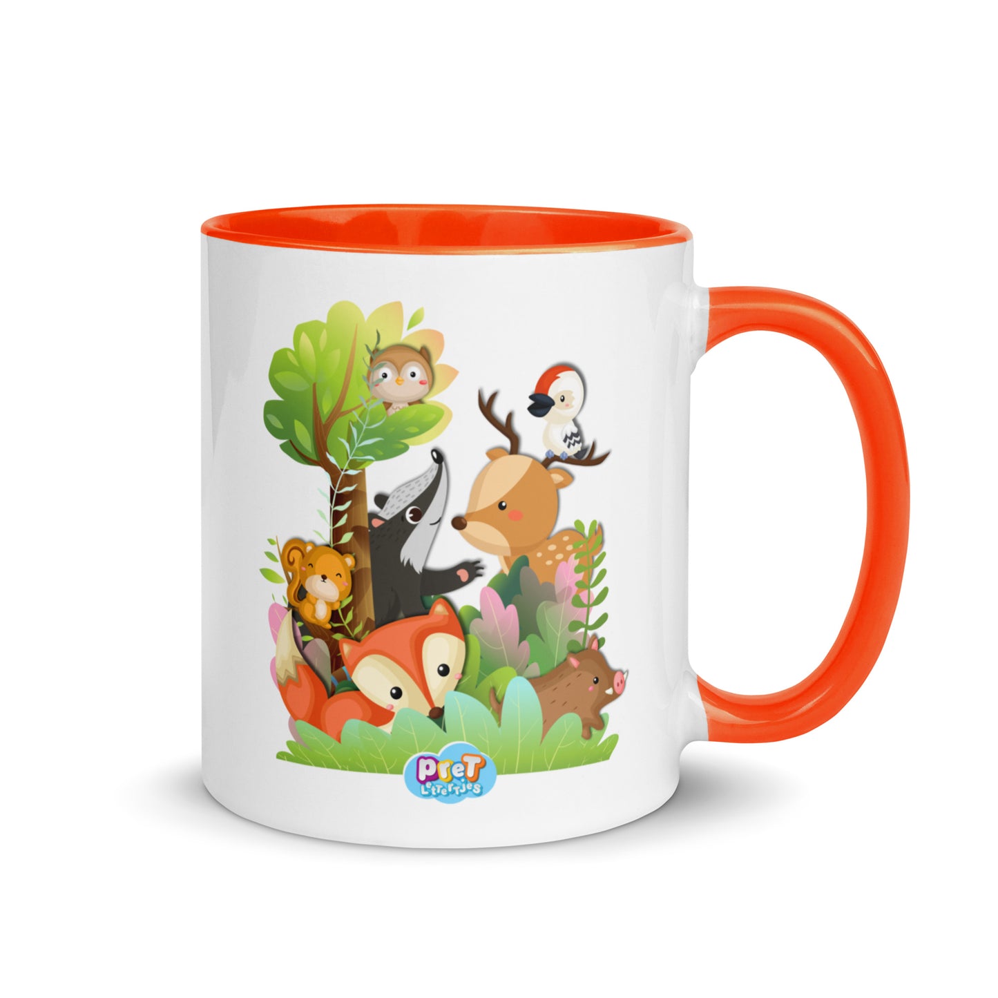 Mok met gekleurde binnenkant - Pretlettertjes Bosdieren - Kies je Kleur-Pretlettertjes Shop