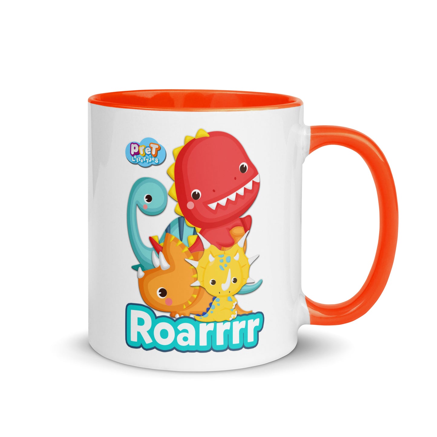Mok met gekleurde binnenkant - Pretlettertjes Dino's - Kies je Kleur-Pretlettertjes Shop