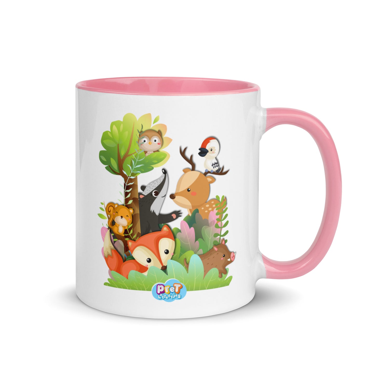 Mok met gekleurde binnenkant - Pretlettertjes Bosdieren - Kies je Kleur-Pretlettertjes Shop