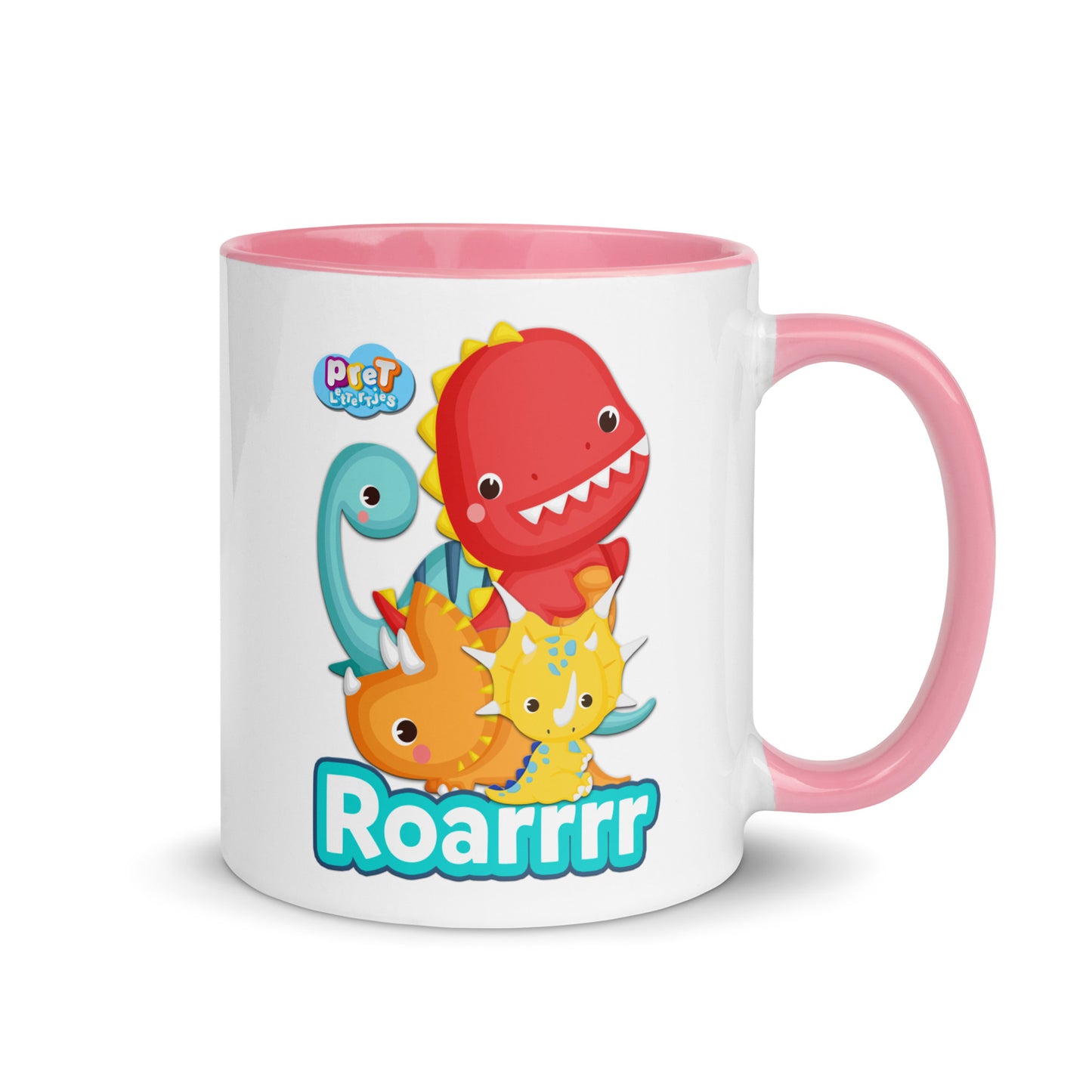 Mok met gekleurde binnenkant - Pretlettertjes Dino's - Kies je Kleur-Pretlettertjes Shop