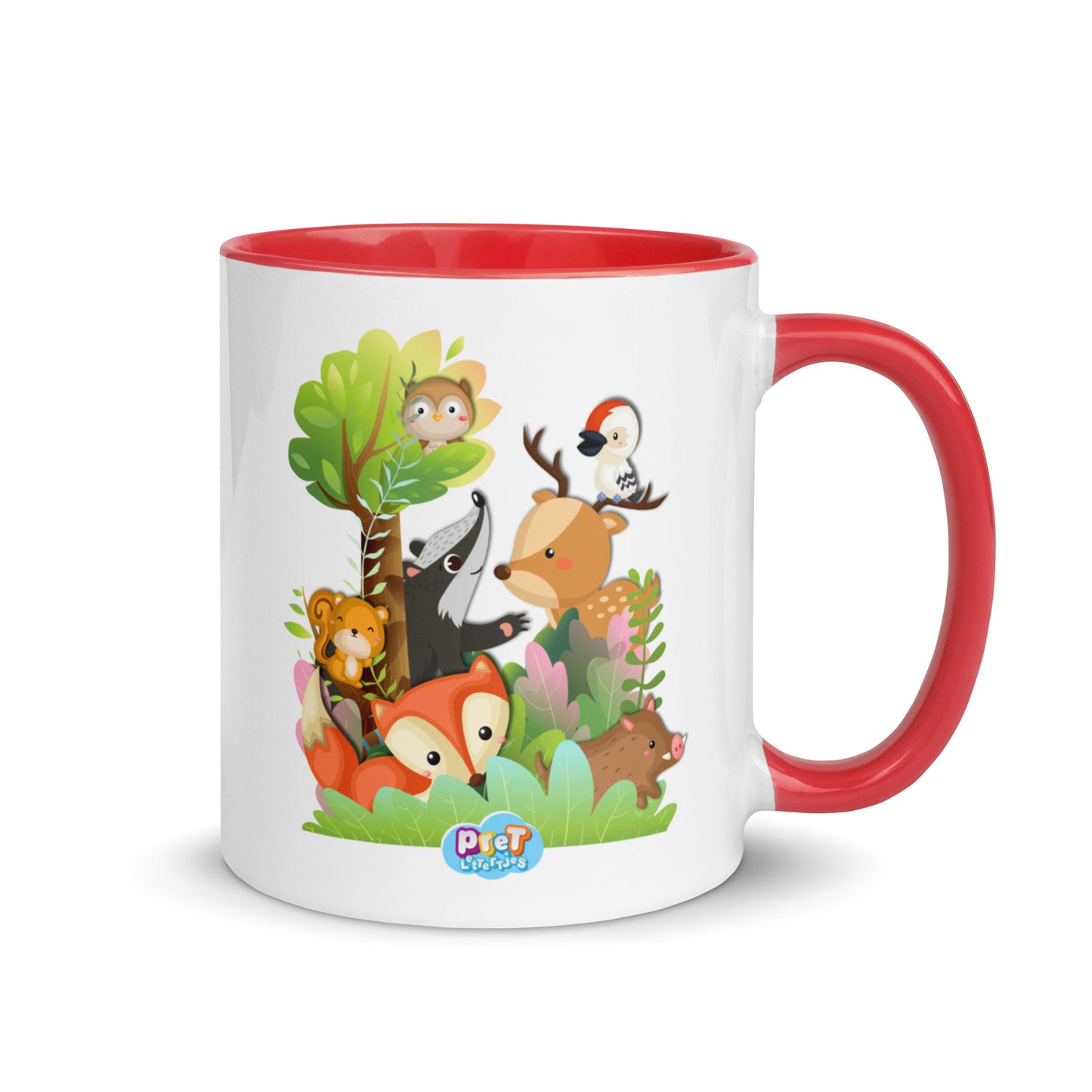 Mok met gekleurde binnenkant - Pretlettertjes Bosdieren - Kies je Kleur-Pretlettertjes Shop