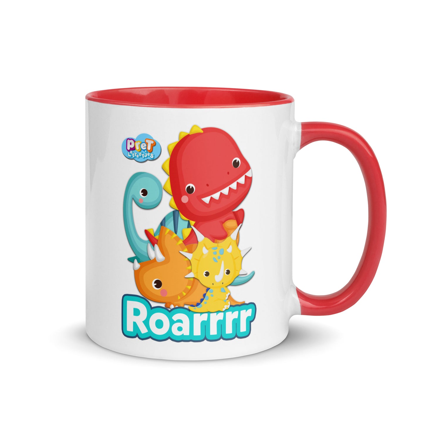 Mok met gekleurde binnenkant - Pretlettertjes Dino's - Kies je Kleur-Pretlettertjes Shop