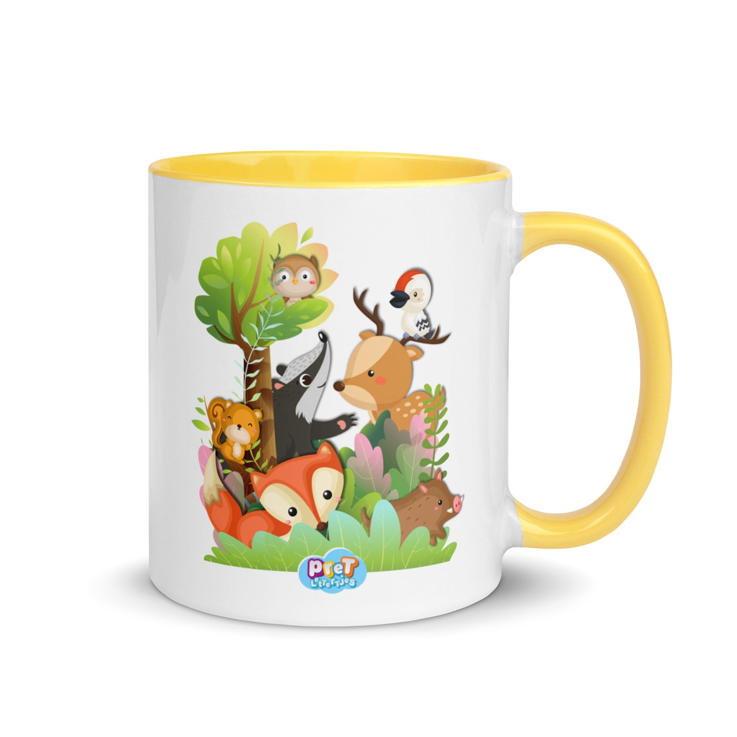 Mok met gekleurde binnenkant - Pretlettertjes Bosdieren - Kies je Kleur-Pretlettertjes Shop