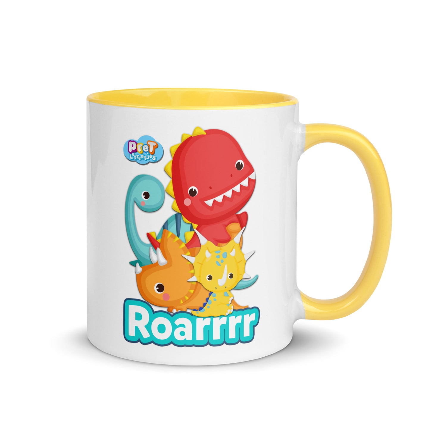 Mok met gekleurde binnenkant - Pretlettertjes Dino's - Kies je Kleur-Pretlettertjes Shop
