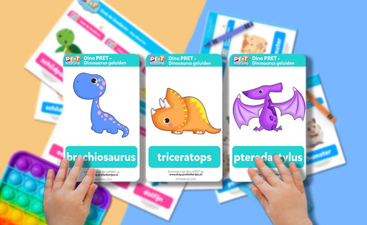 Bonuspret Woordkaarten - Pretlettertjes Dinosaurus Geluiden - Printable-Pretlettertjes Shop