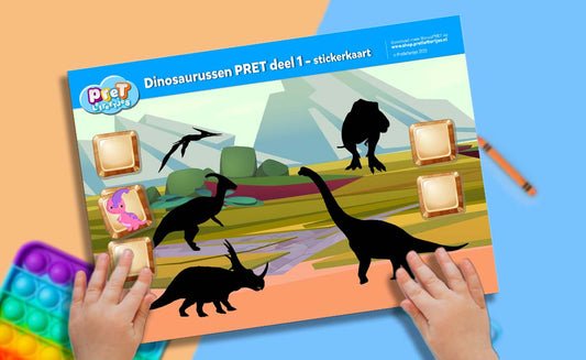 Bonuspret - Pretlettertjes Dinosaurus Stickerkaart deel 1 - Printable-Pretlettertjes Shop