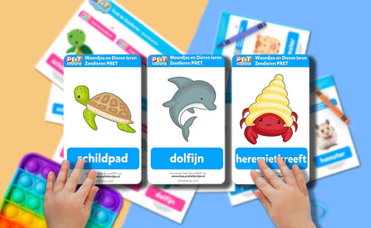 Bonuspret Woordkaarten - Pretlettertjes Zeedieren 1 - Printable-Pretlettertjes Shop