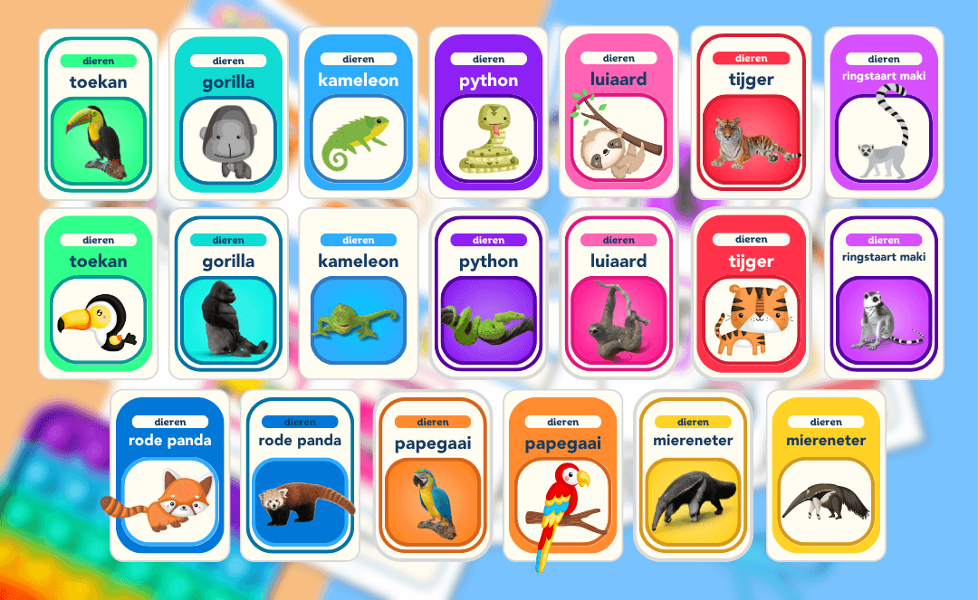 Woordkaarten Jungle Dieren – Printable voor Leren Praten-Pretlettertjes Shop