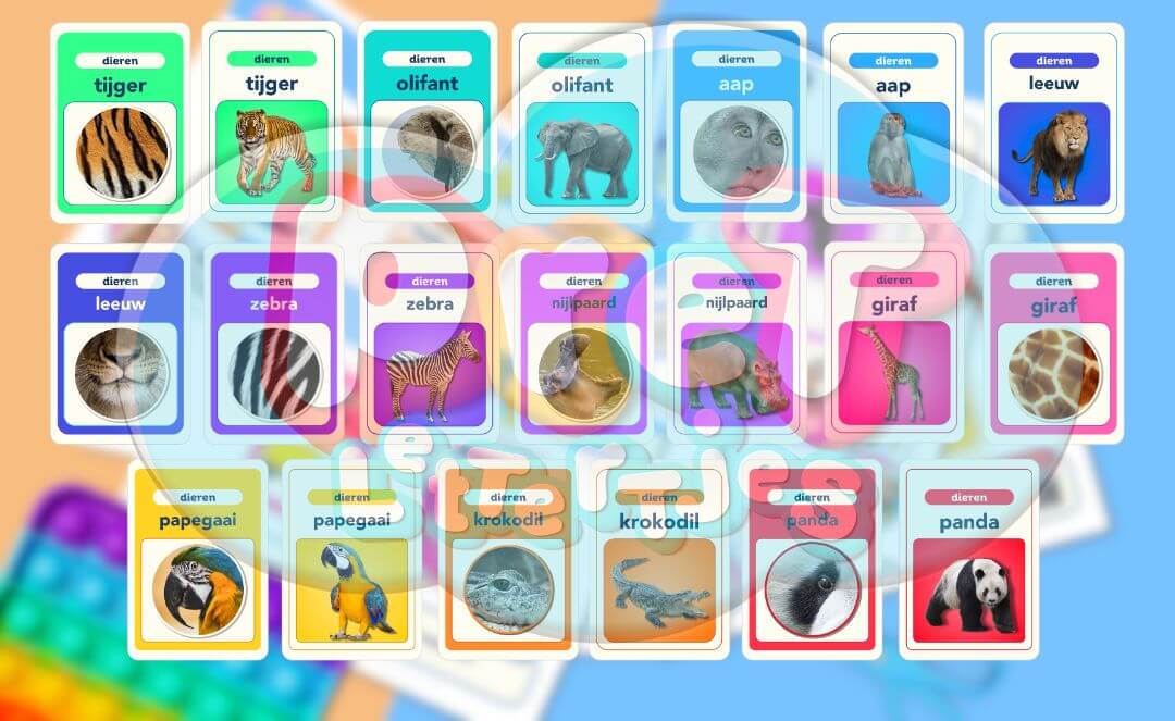 Woordkaarten Dieren Kiele Kiele – Printable voor Leren Praten