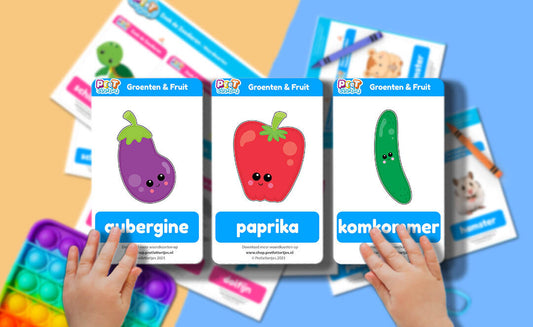 Bonuspret Woordkaarten - Pretlettertjes Groenten en Fruit - Printable-Pretlettertjes Shop