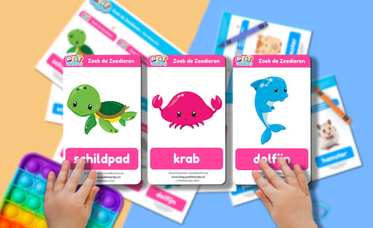 Bonuspret Woordkaarten - Pretlettertjes Zoek de Zeedieren - Printable-Pretlettertjes Shop